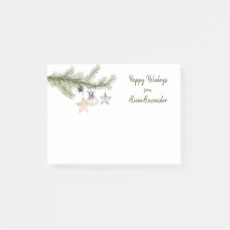 Happy Holidays Festive Christmas Tree Watercolor 