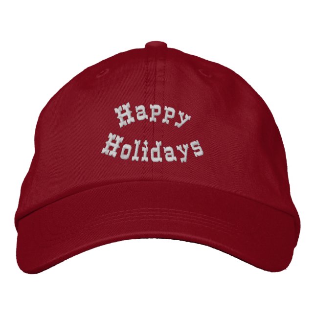 Happy Holidays Festive Embroidered Baseball Hat (Front)