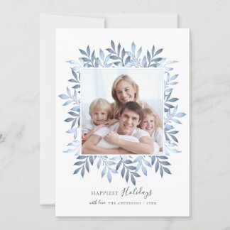 Happy Holidays Festive Foliage Photo Frame Holiday Card