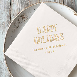 Happy Holidays festive font custom name or text Foil Napkins