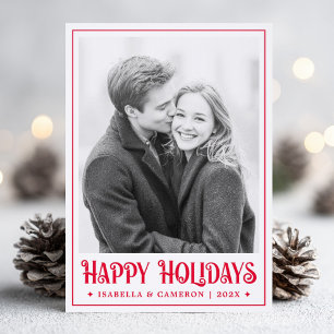 Happy Holidays festive font Letterpress Photo Cards