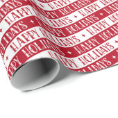 Happy Holidays festive font white red Wrapping Paper (Roll Corner)