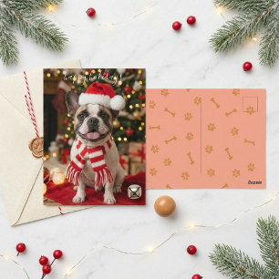 Happy Holidays Festive Frenchie Christmas Postcard