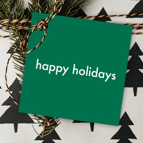 Happy Holidays  Festive Green Modern Minimalist Favor Tags