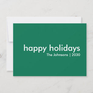 Happy Holidays   Festive Green Modern Minimalist Holiday Card