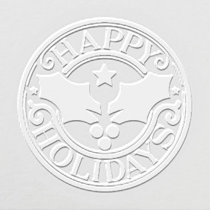 Happy Holidays Festive Holly Christmas Embosser