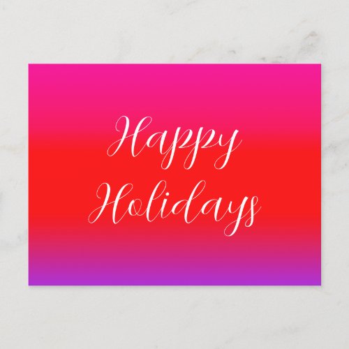 Happy Holidays Festive Magenta Red Purple Ombre  Postcard