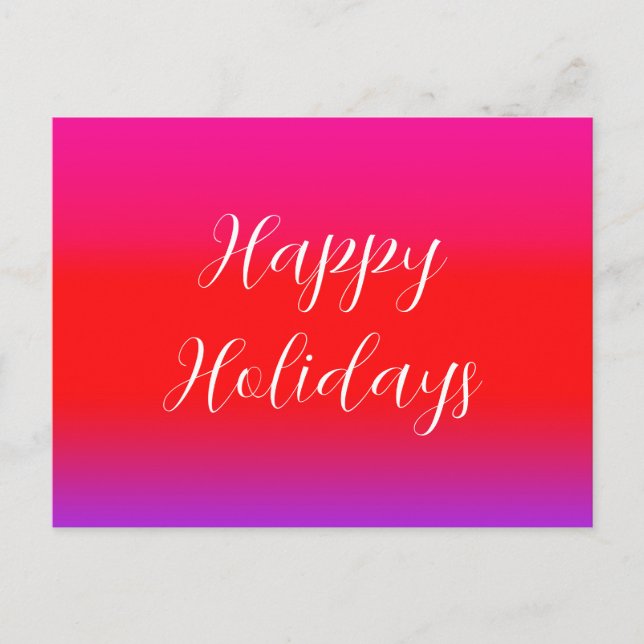 Happy Holidays Festive Magenta Red Purple Ombre  Postcard (Front)
