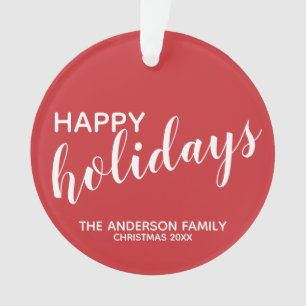 'Happy Holidays' Festive Red Ornament