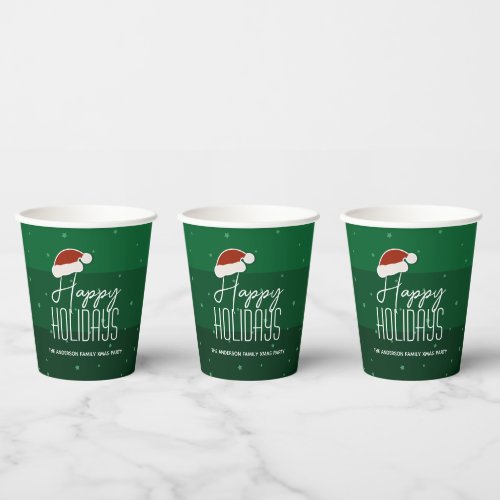 Happy Holidays Festive Typography Christmas Party Paper Cups