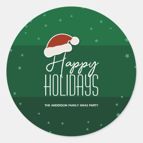 Happy Holidays Festive Typography Cute Christmas Classic Round Sticker