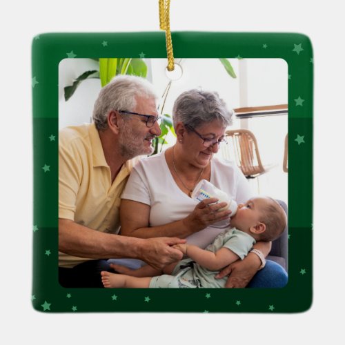 Happy Holidays Festive Typography Family Photo Ceramic Ornament