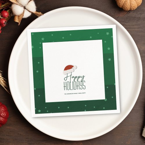 Happy Holidays Festive Typography Merry Christmas Napkins