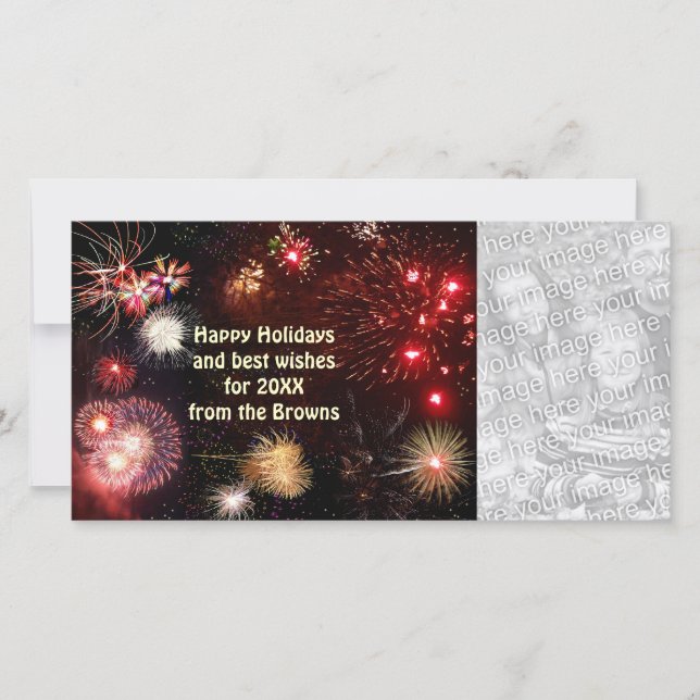 Happy Holidays Fireworks Holiday Card (Front)
