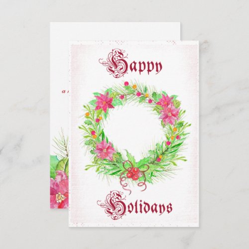 Happy Holidays Floral Christmas Wreath Note Card