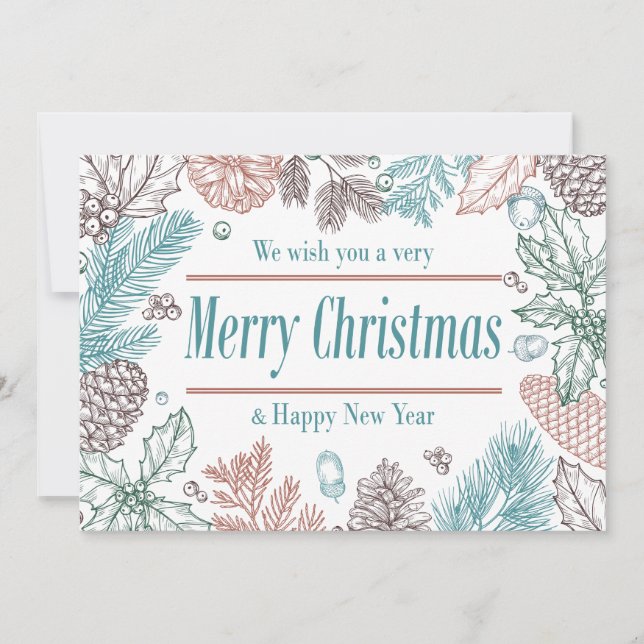 Happy Holidays Floral | Photo Holiday Card (Front)