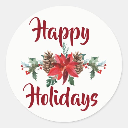 Happy holidays floral Sticker watercolor