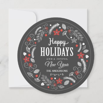 Happy Holidays Floral Wreath Holiday Photo by decor_de_vous at Zazzle