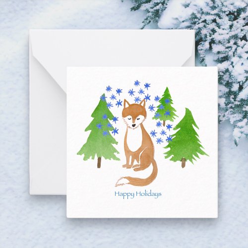 Happy Holidays Fox in the Woods Note Card