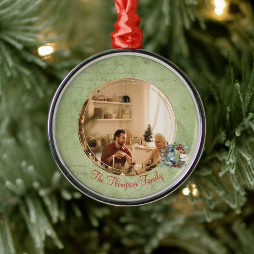 Happy Holidays Framed Photo Merry Christmas Family Metal Ornament