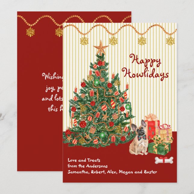 Happy Holidays French Bulldog Dog Tree Presents (Front/Back)