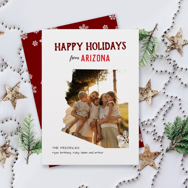 Happy Holidays from Arizona One Photo Holiday Card (Happy Holidays Merry Christmas from Arizona one photo family card)