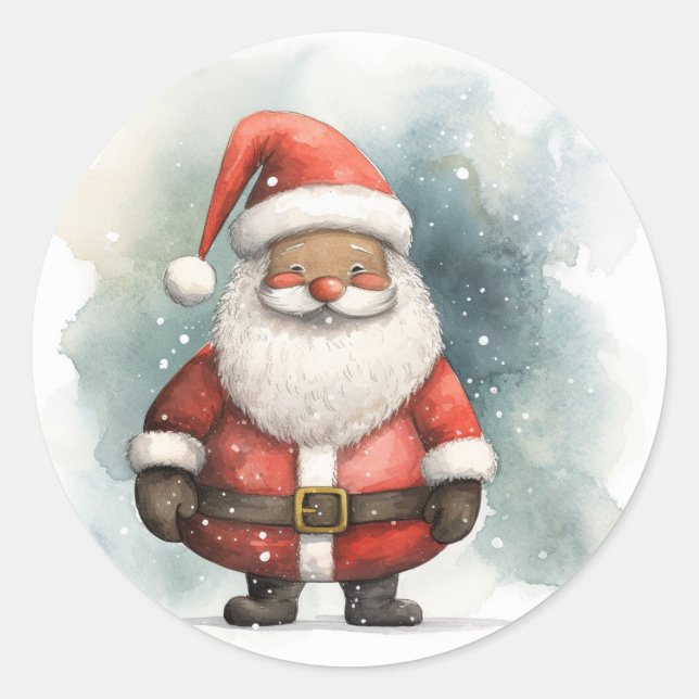Happy Holidays from Black Santa Classic Round Sticker (Front)