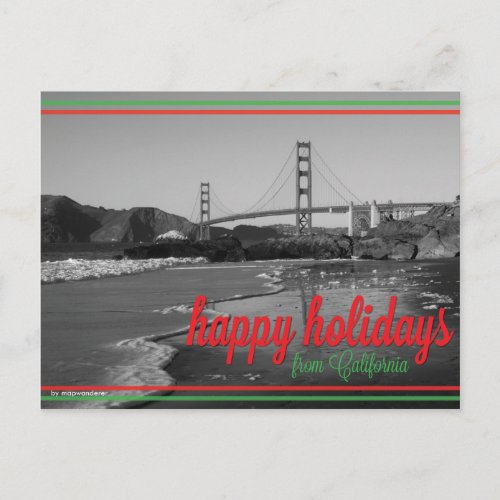 Happy Holidays from California Postcard