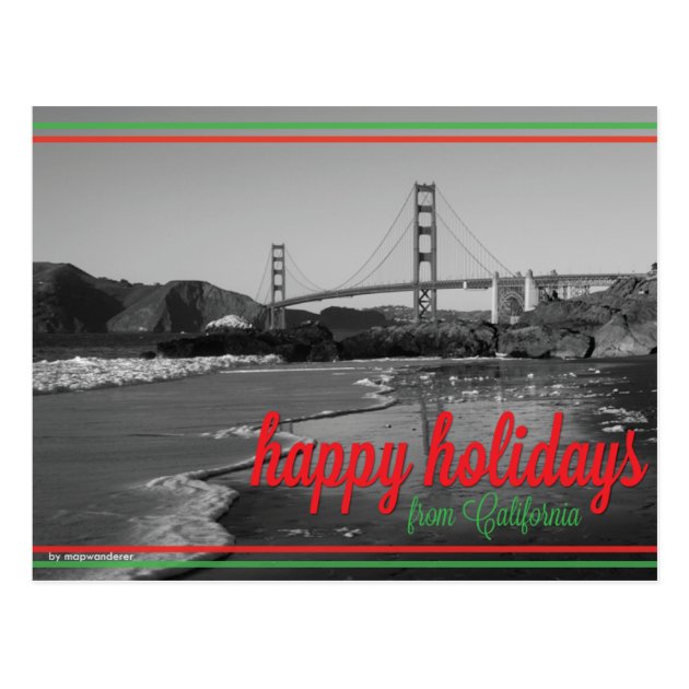 Happy Holidays From California Postcard