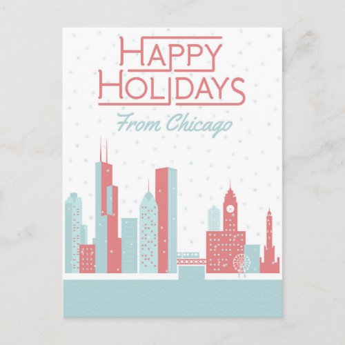 Happy Holidays from Chicago Postcard