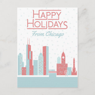 Happy Holidays from Chicago Postcard