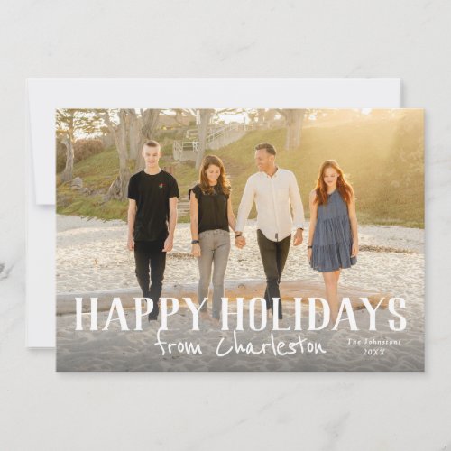 Happy Holidays from city or location photo  Card