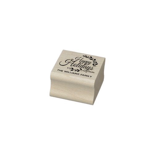 HAPPY HOLIDAYS from Family Name Typography Holiday Rubber Stamp