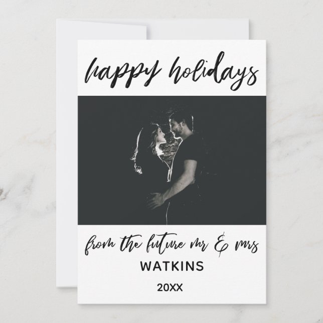 Happy Holidays from Future Mr & Mrs Photo Holiday Card (Front)
