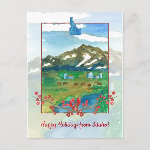 Happy Holidays from Idaho Ranch Cows Postcard