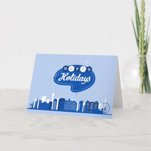 HAPPY HOLIDAYS from Las Vegas  Blue and White Card