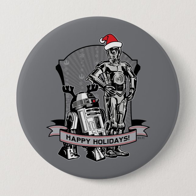Happy Holidays From R2-D2 & C-2PO Button (Front)