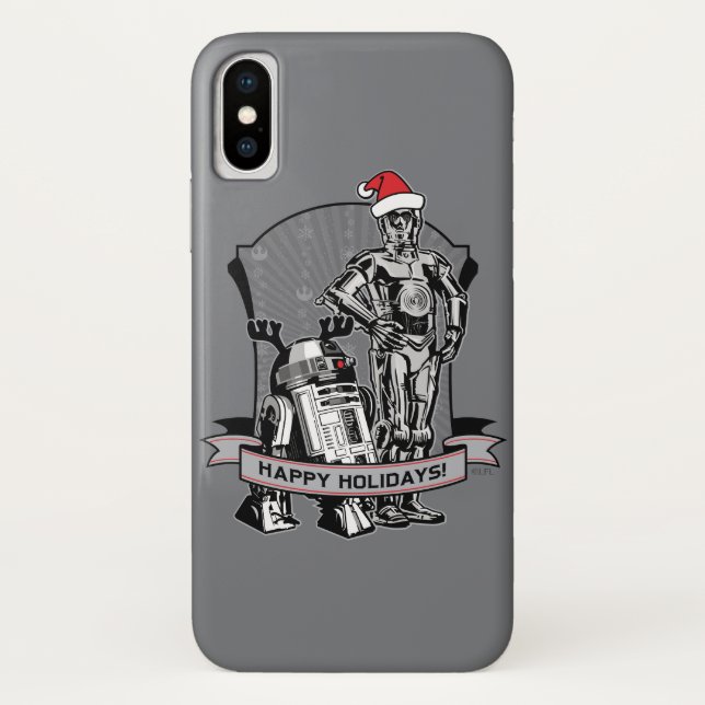 Happy Holidays From R2-D2 & C-2PO Case-Mate iPhone Case (Back)