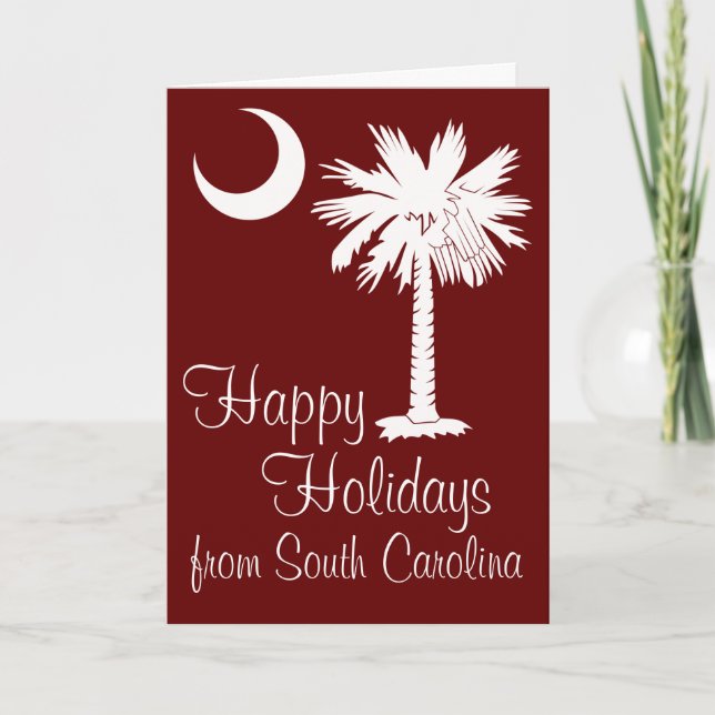 Happy Holidays from SC Garnet Palmetto Moon Card (Front)