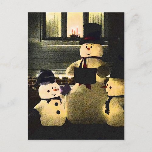 Happy Holidays From Snowmen Holiday Postcard