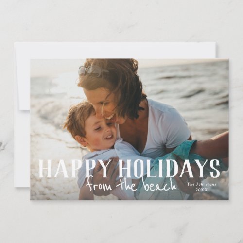 Happy Holidays from the beach photo holiday card