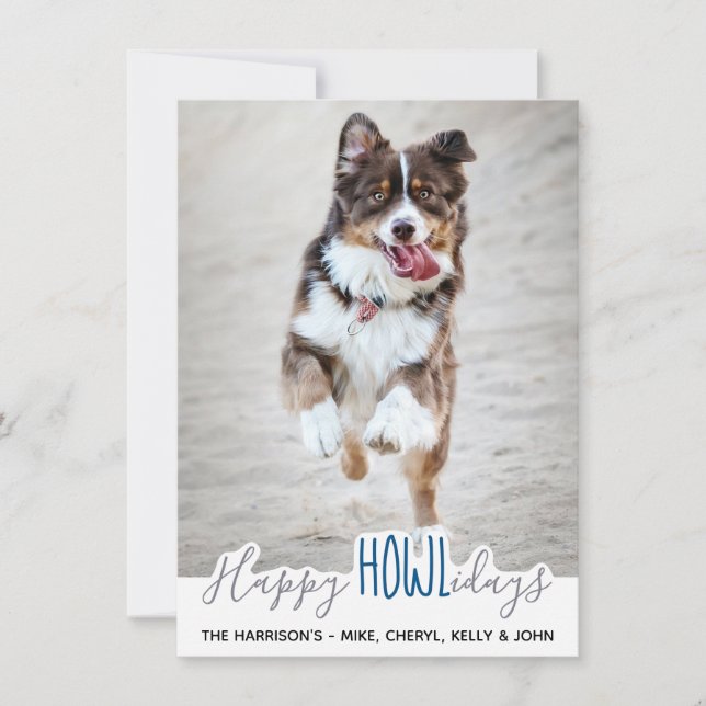 Happy Holidays from the Dog - Gray Blue Pet Photo Holiday Card (Front)