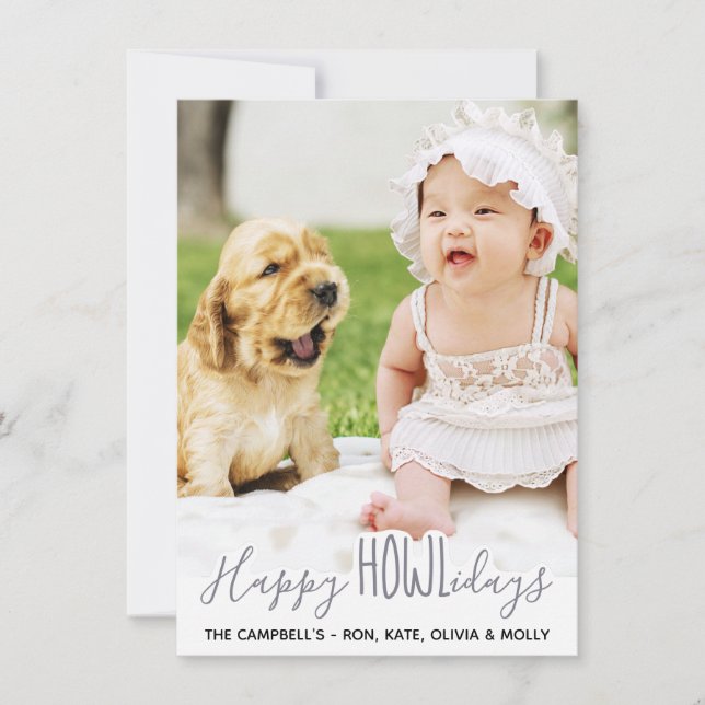 Happy Holidays from the Dog- Silver Gray Pet Photo Holiday Card (Front)