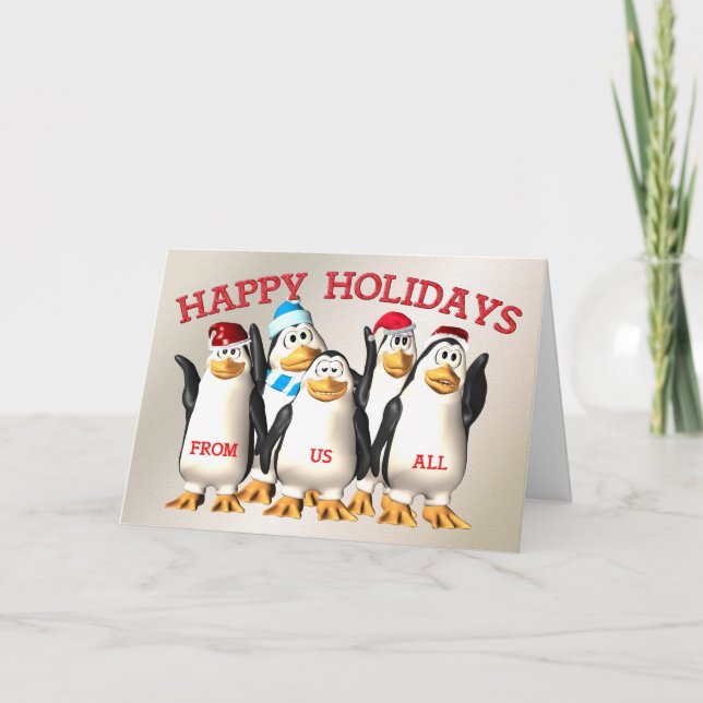 Happy Holidays from the penguin gang Holiday Card (Front)
