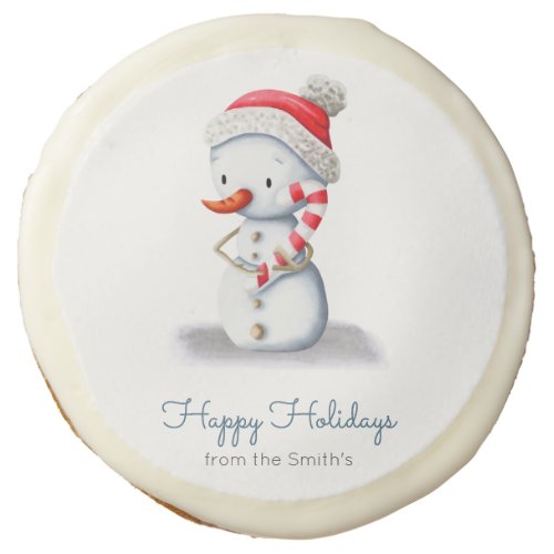 Happy Holidays From Whimsical Snowman  Sugar Cookie