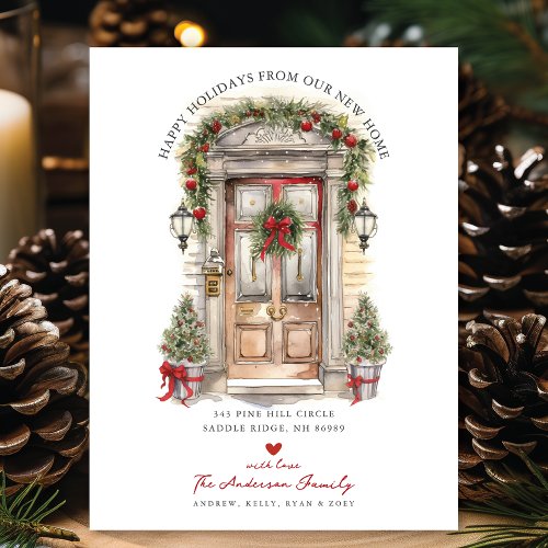 Happy Holidays Front Door Moving Announcement Postcard