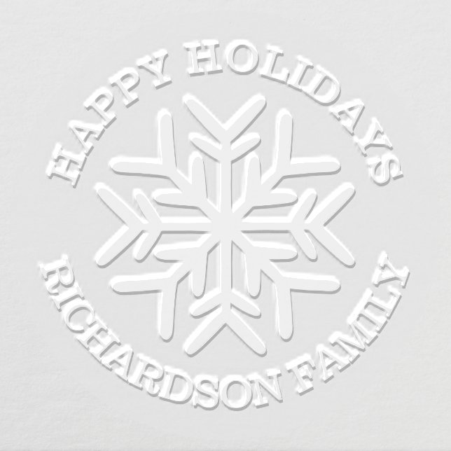 Happy Holidays Fun Festive Snowflake Custom Family Embosser (Design)