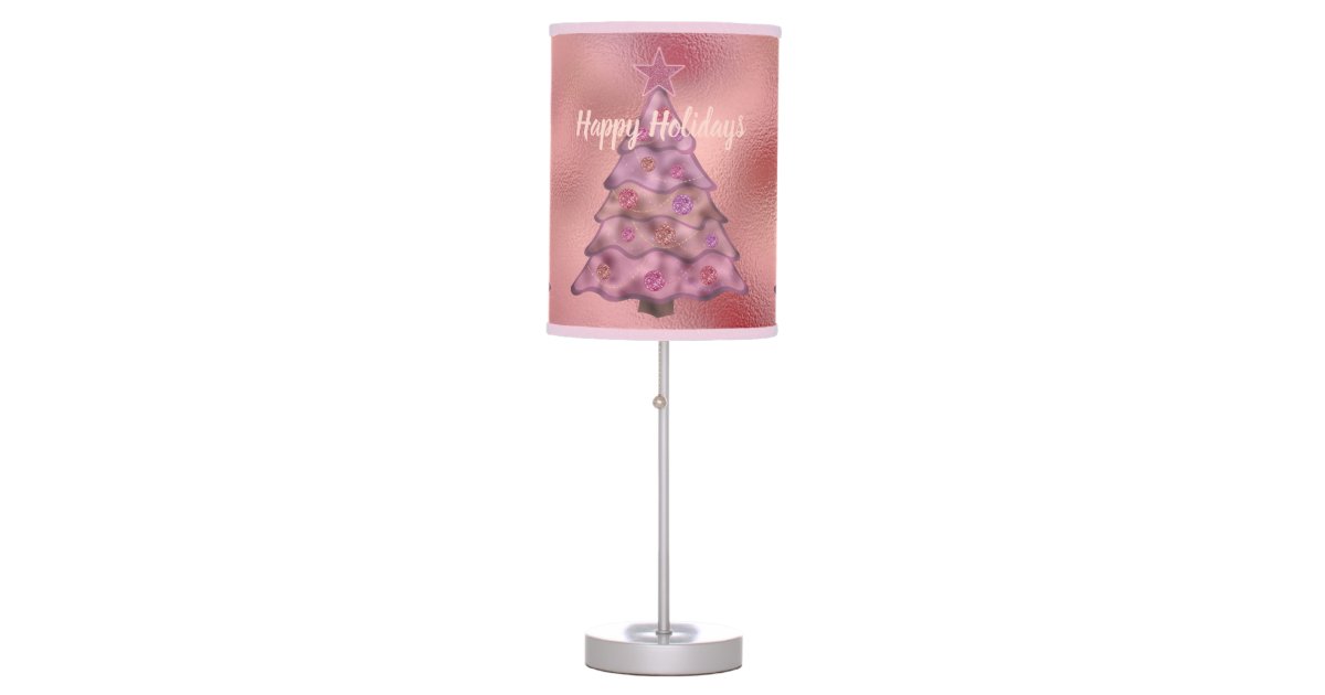 Happy Holidays Fun Holographic Pink, Holographic Table Lamp