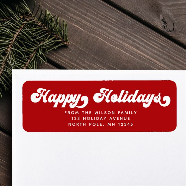HAPPY HOLIDAYS Fun Modern Typography Return Label (Creator Uploaded)