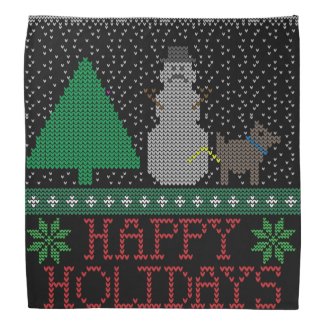 Happy Holidays Funny Dog Peeing Snowman Christmas Bandana